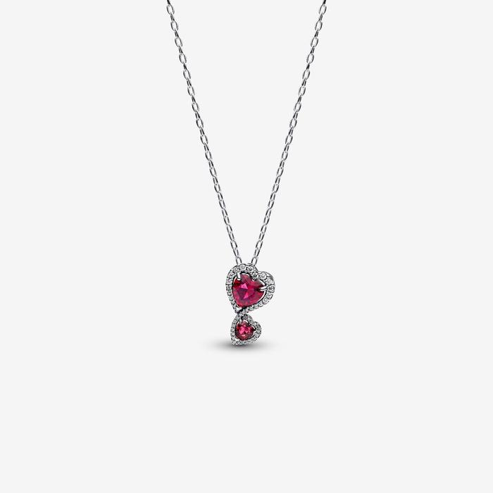 Collier Double Coeurs Rouges