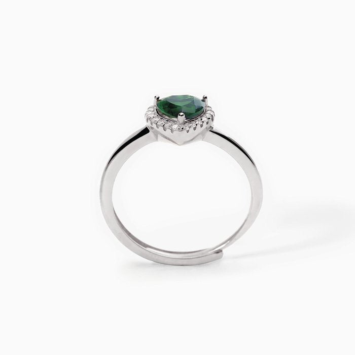 Anello con smeraldo sintetico taglio cuore LOVE AFFAIR