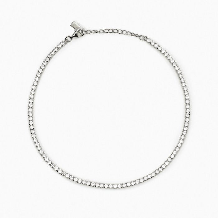 Cavigliera in argento con zirconi bianchi MINI TENNIS