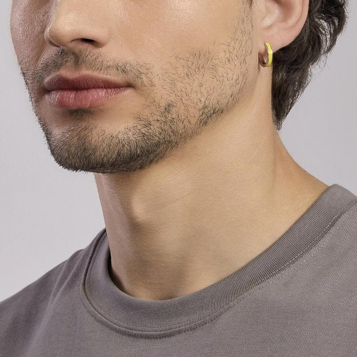 Orecchinon argento a cerchio con smalto giallo COLOR BLOCK