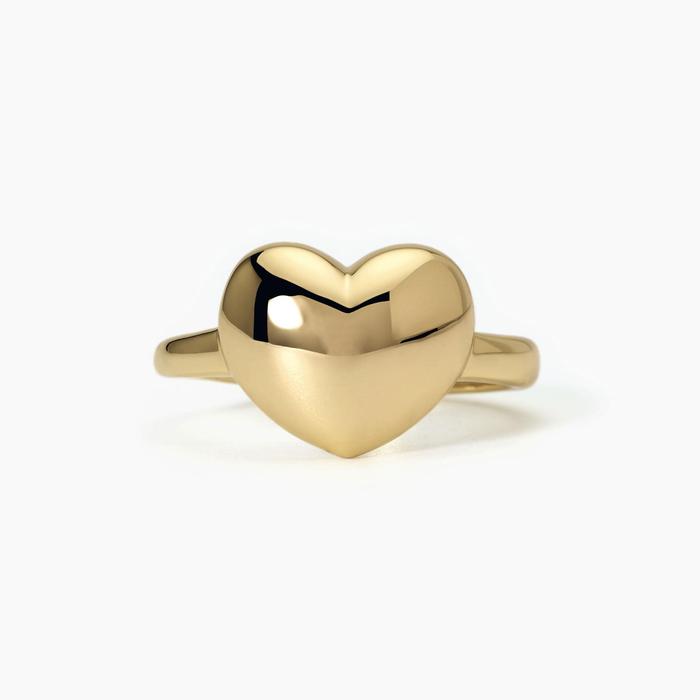 Chevalière avec cœur en argent plaqué or DON'T SAY LOVE