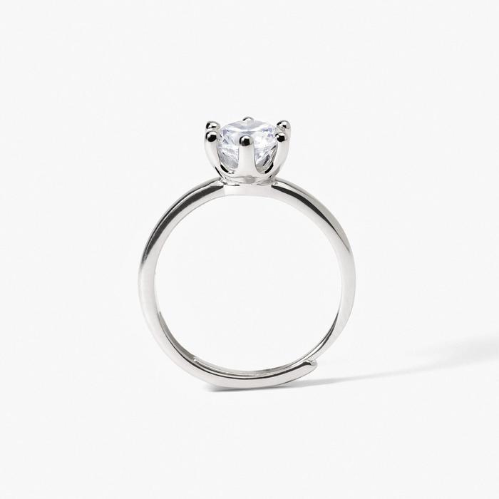 Anello in argento rodiato con zircone SOLITAIRE