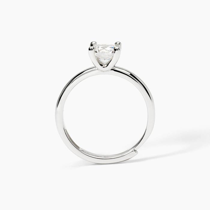 Anello solitario in argento rodiato con zircone SOLITAIRE