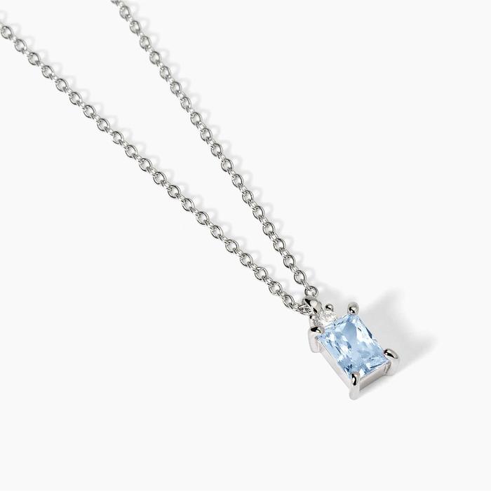 Collier ras du cou en argent avec aigue-marine synthétique BATTITO