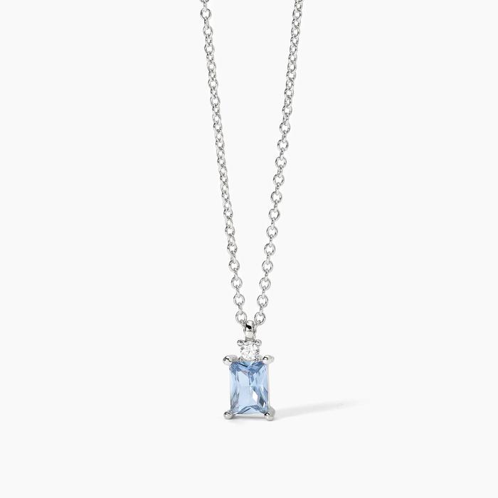 Collier ras du cou en argent avec aigue-marine synthétique BATTITO