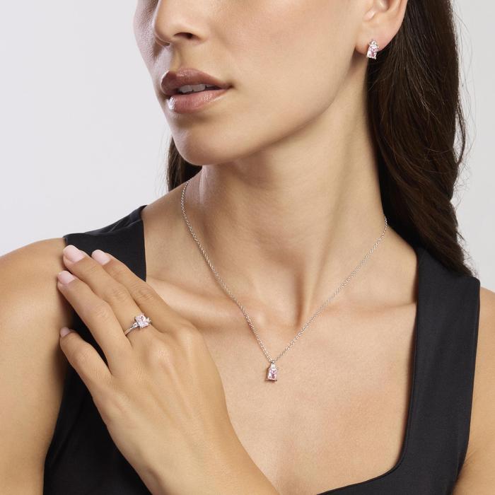 Silver choker with pink zirconia BATTITO