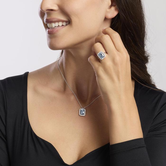 Collier ras du cou en argent avec aigue-marine synthétique INFINITE DESIRE
