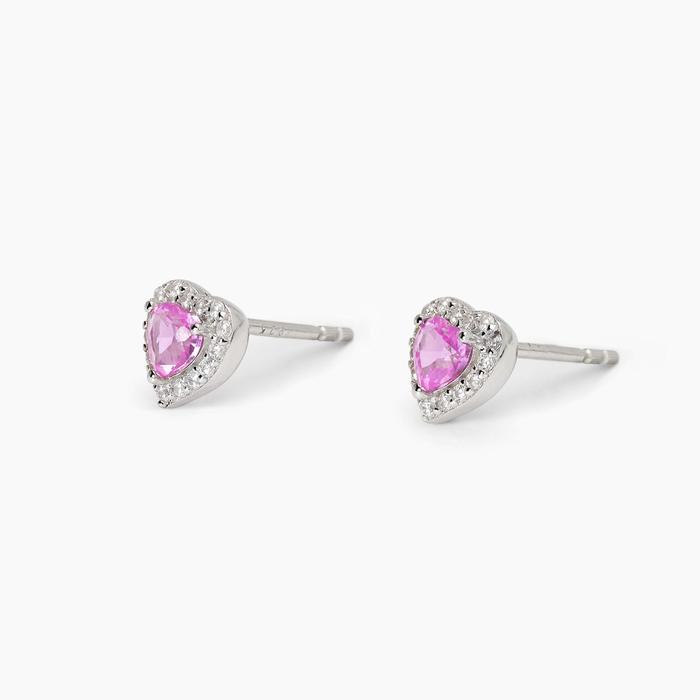 Boucles d'oreilles en argent avec tourmaline synthétique taille cœur LOVE AFFAIR