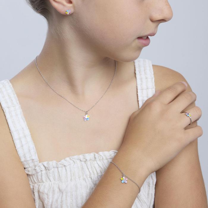 Bracciale personalizzabile in argento con fiorellino BLOOM