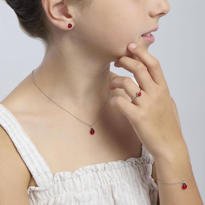 Boucles d'oreilles en argent avec coccinelle FORTUNELLA