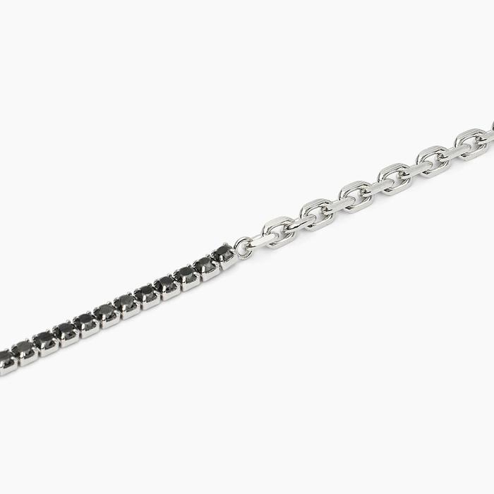 Bracelet TWINS en argent avec mélange de tennis et de chaîne