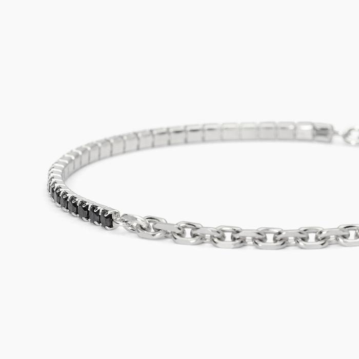 Bracelet TWINS en argent avec mélange de tennis et de chaîne