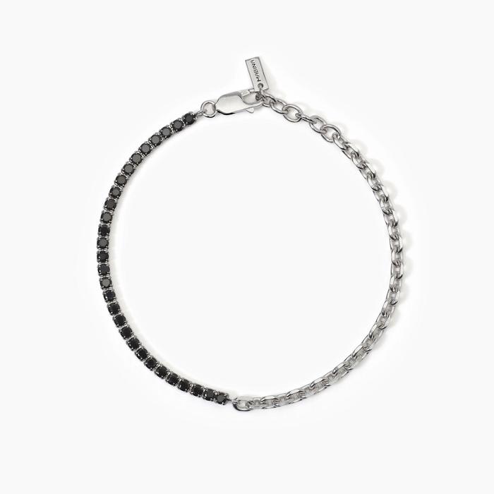 Bracelet TWINS en argent avec mélange de tennis et de chaîne