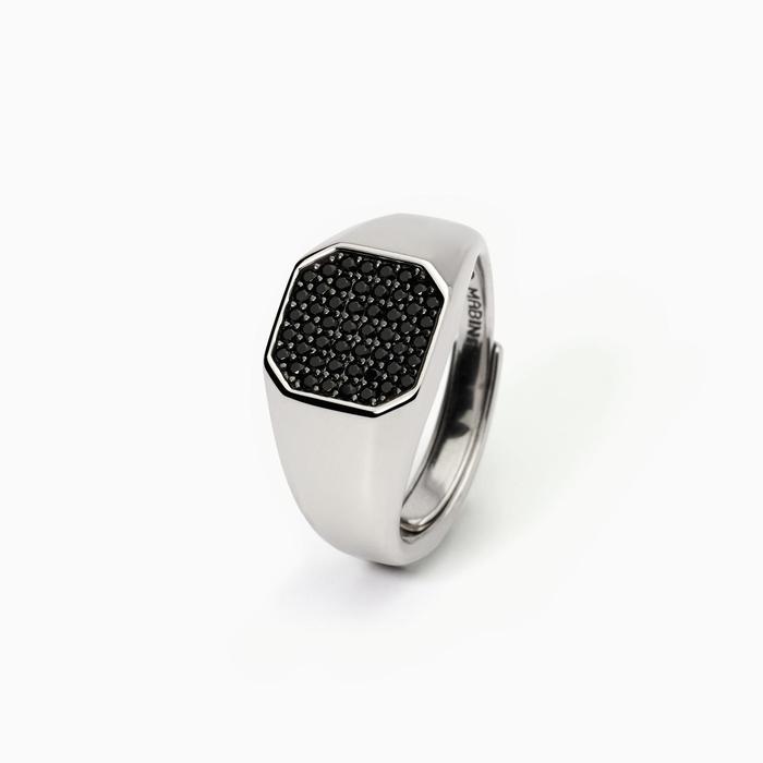 Anello uomo in argento con zirconi neri Primo Capitano