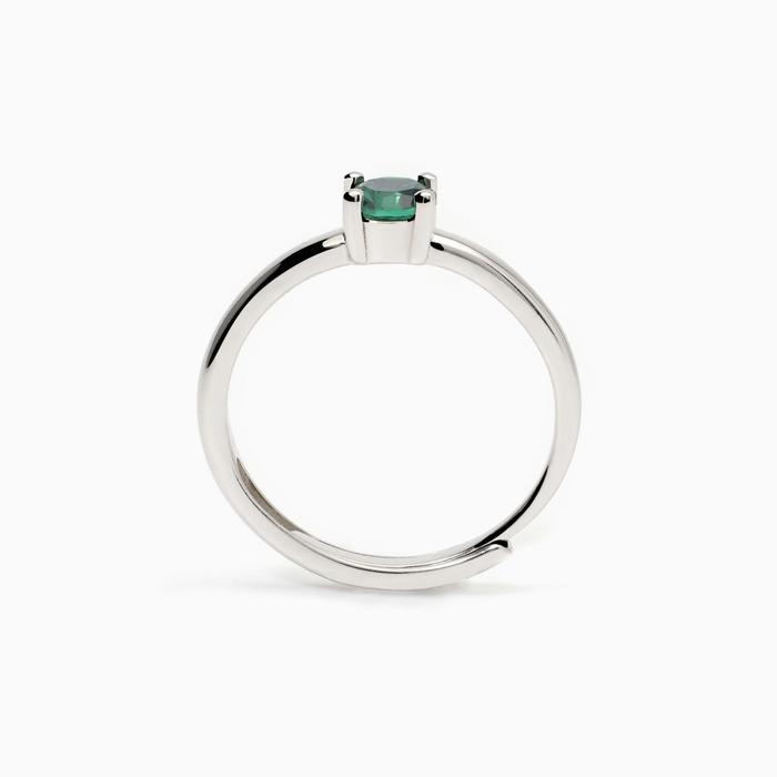 Bague femme Isabel en argent avec émeraude synthétique
