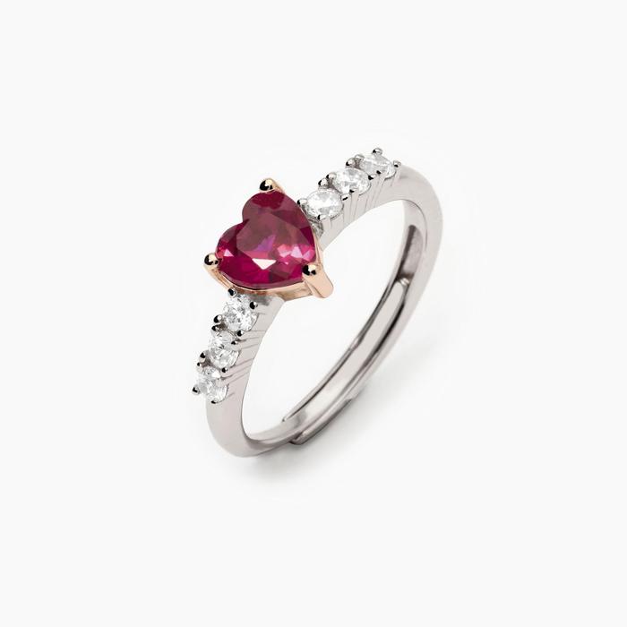 Women's ring with synthetic ruby and zirconia Rouge