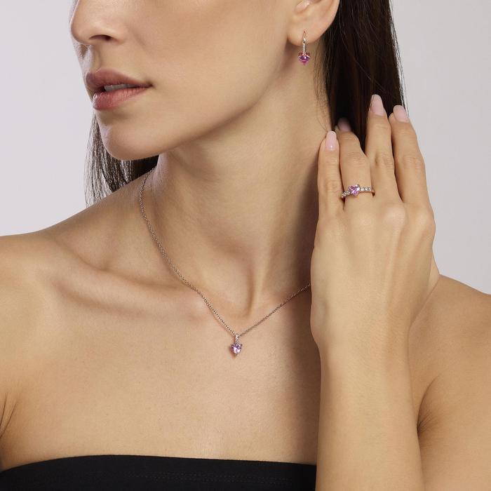 Boucles d'oreilles en argent plaqué or rose avec tourmaline synthétique Rouge
