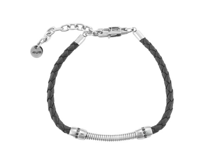 Bracelet en cuir écologique et zircone noire
