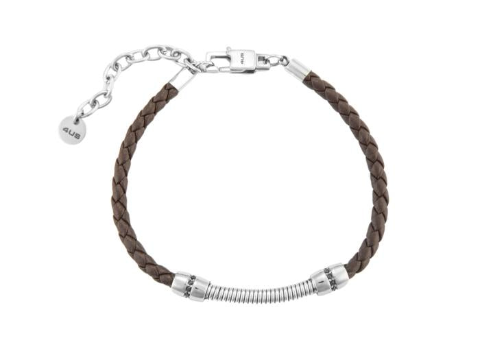 Bracelet en cuir écologique et zircone noire