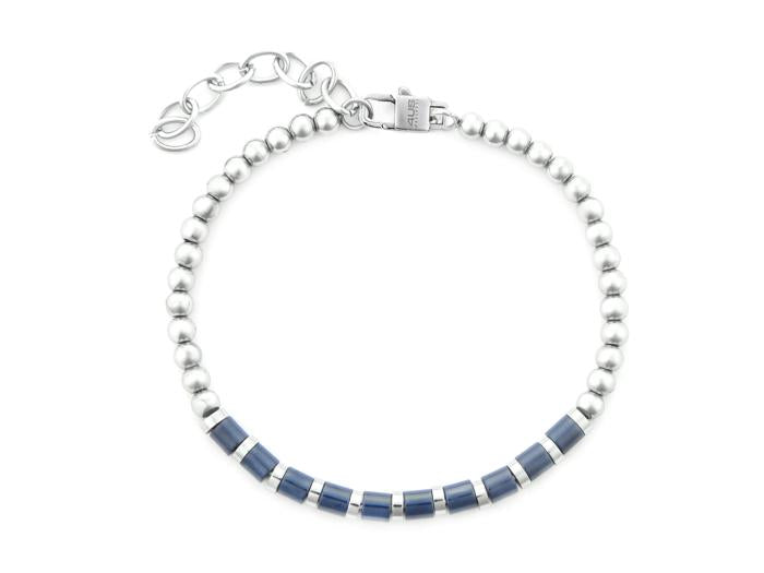 BRACCIALE TUBI E SFERE PVD BLU