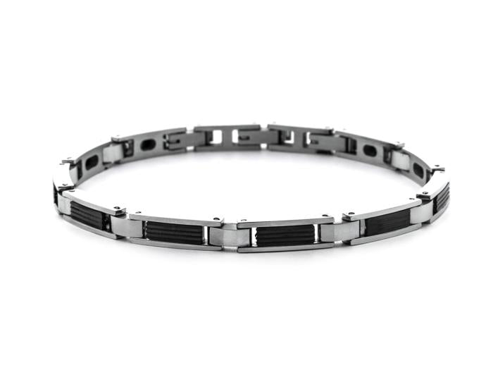 BRACCIALE ACCIAIO E PVD NERO LUCIDO