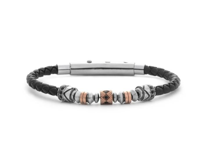 BRACCIALE PELLE E PVD ROSE GOLD