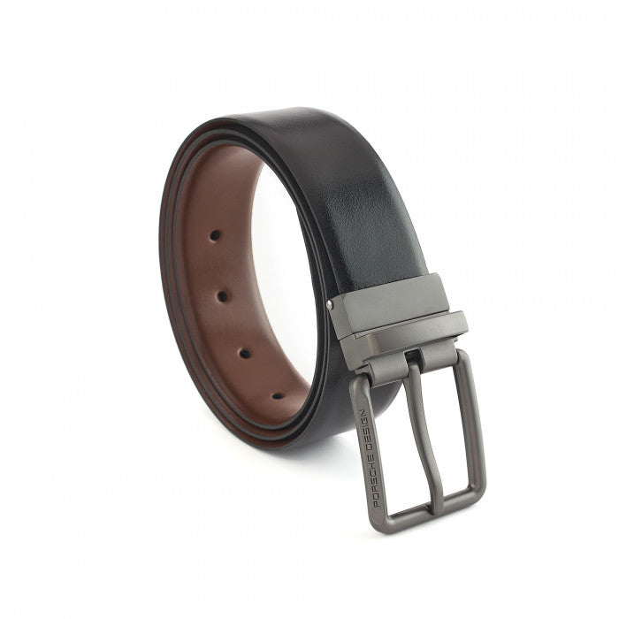 Smooth leather reversible business belt