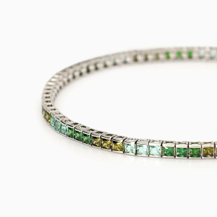 Bracciale tennis con zirconi multicolor verdi Tennis Club