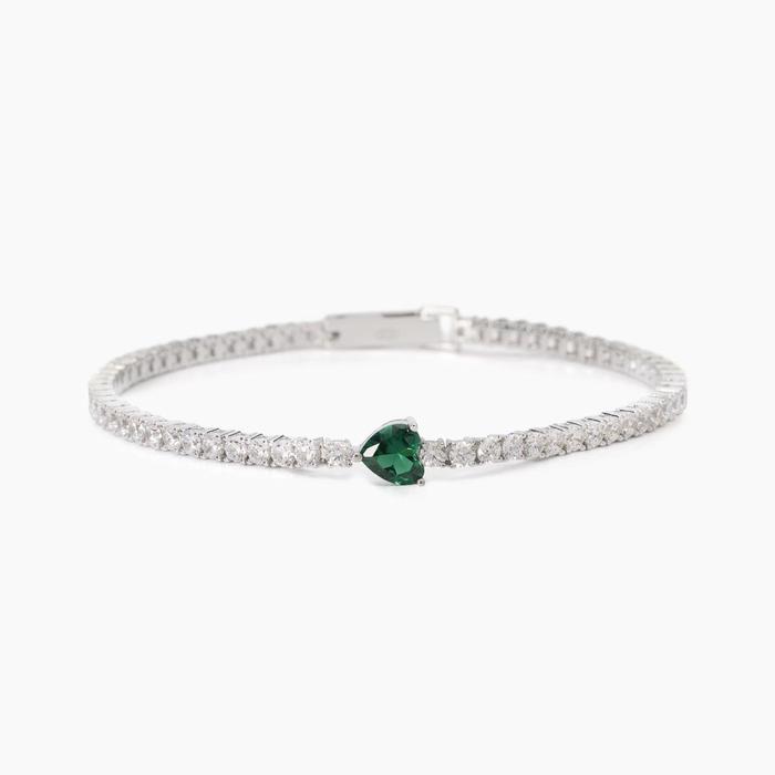 Bracciale tennis con smeraldo sintetico Tennis Club