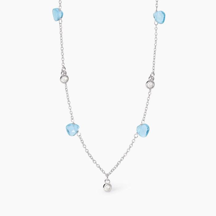Collier ras du cou avec pendentif en verre bleu Beauty Code