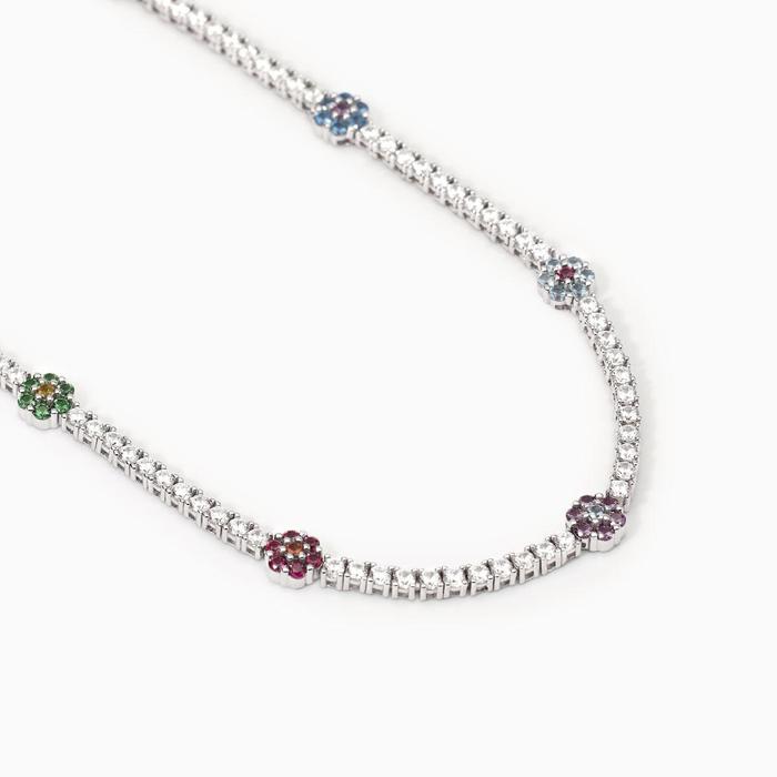 Collier ras du cou tennis avec éléments floraux Fior Fiore