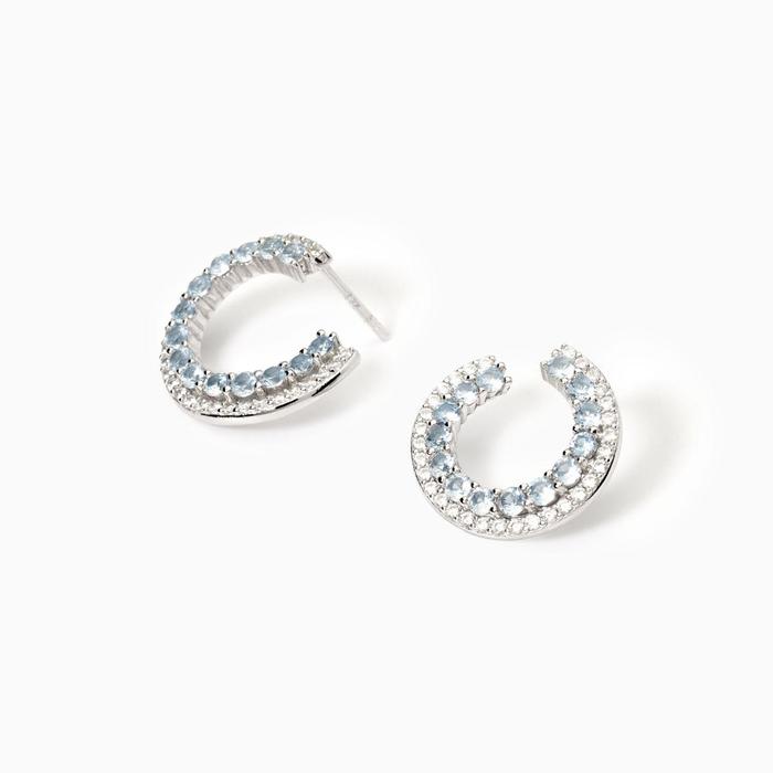 Boucles d'oreilles futuristes en aigue-marine et zircone