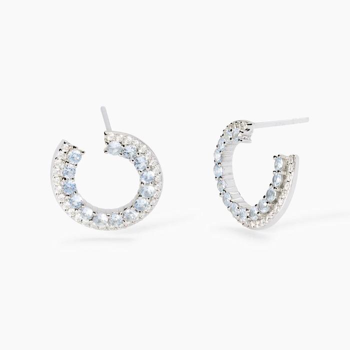 Boucles d'oreilles futuristes en aigue-marine et zircone