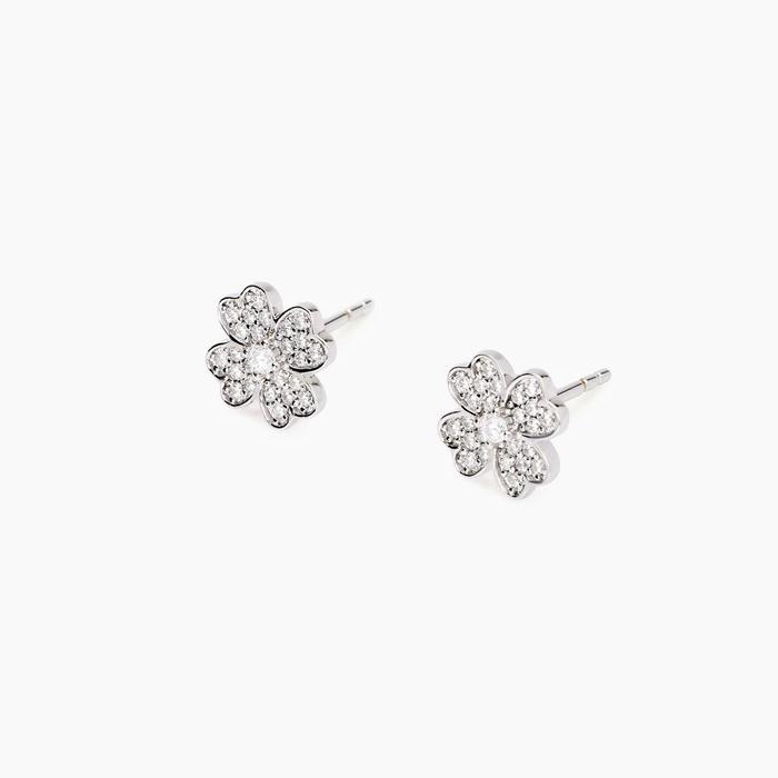 Boucles d'oreilles trèfle à quatre feuilles en zircone It's Just Luck
