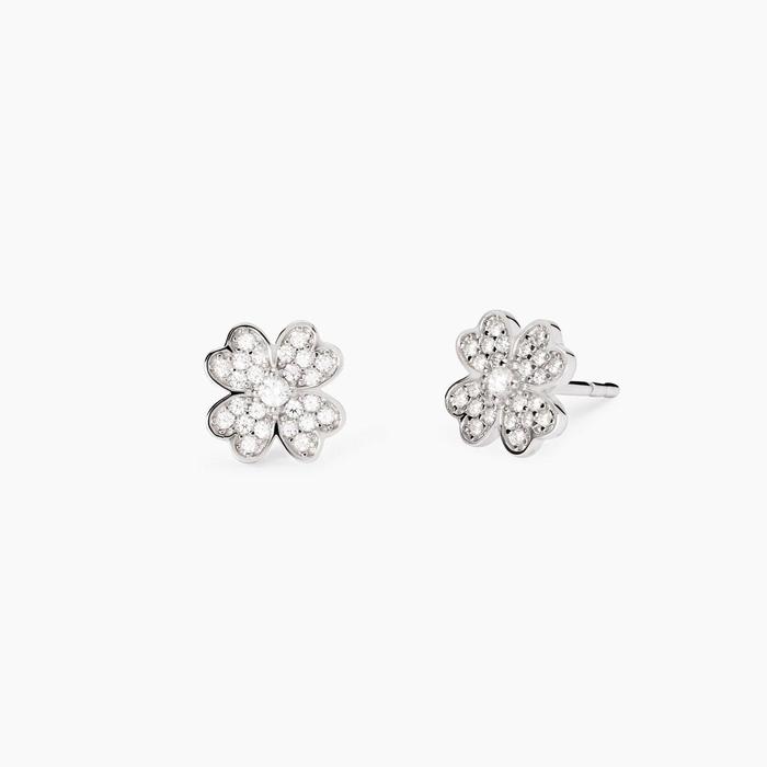 Boucles d'oreilles trèfle à quatre feuilles en zircone It's Just Luck