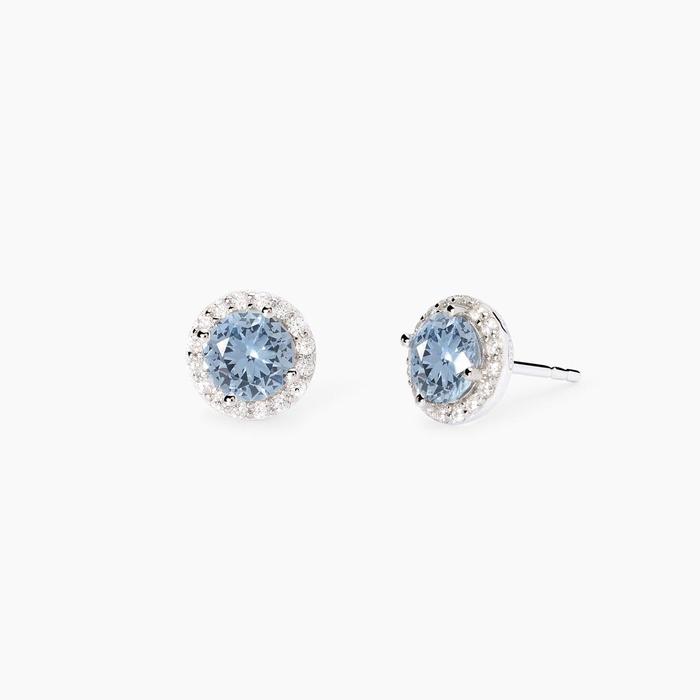 Boucles d'oreilles à tige en aigue-marine synthétique Revival