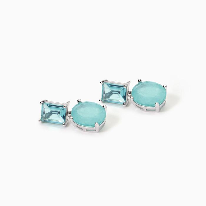 Boucles d'oreilles en pierre de fusion bleue de Santorin