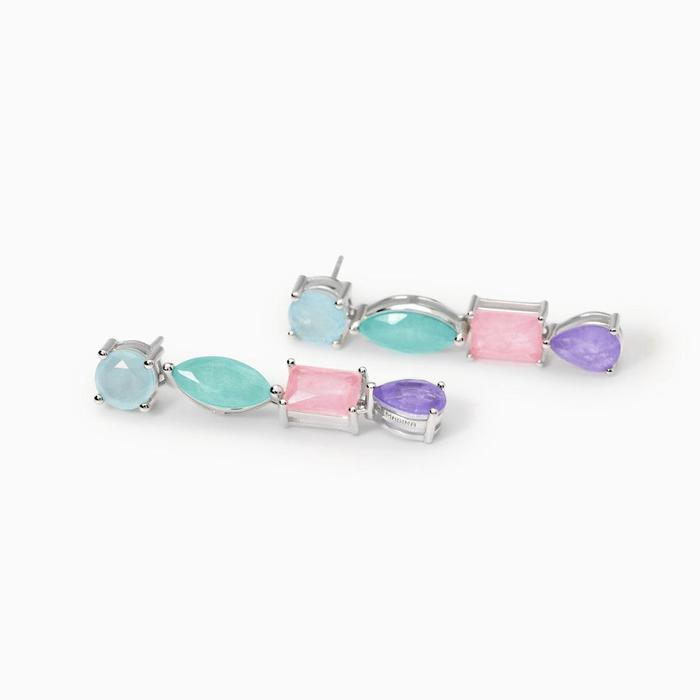 Boucles d'oreilles en pierre de fusion multicolore Santorini