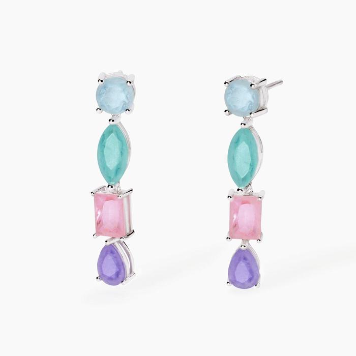 Boucles d'oreilles en pierre de fusion multicolore Santorini