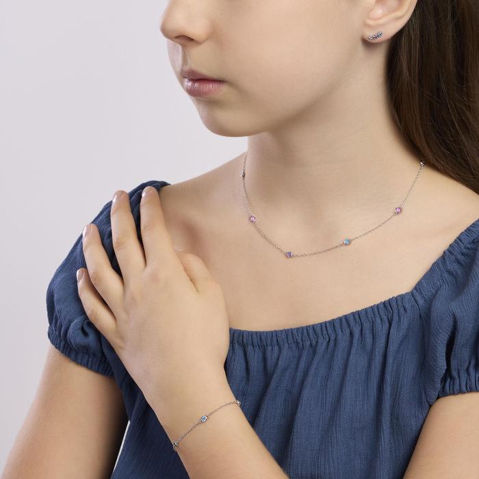 Bracelet pour fille avec tourmaline synthétique et zircone arc-en-ciel