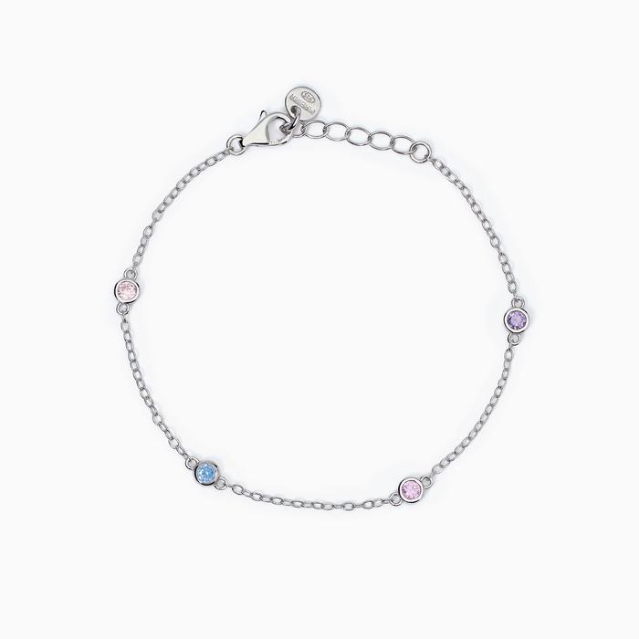 Bracelet pour fille avec tourmaline synthétique et zircone arc-en-ciel