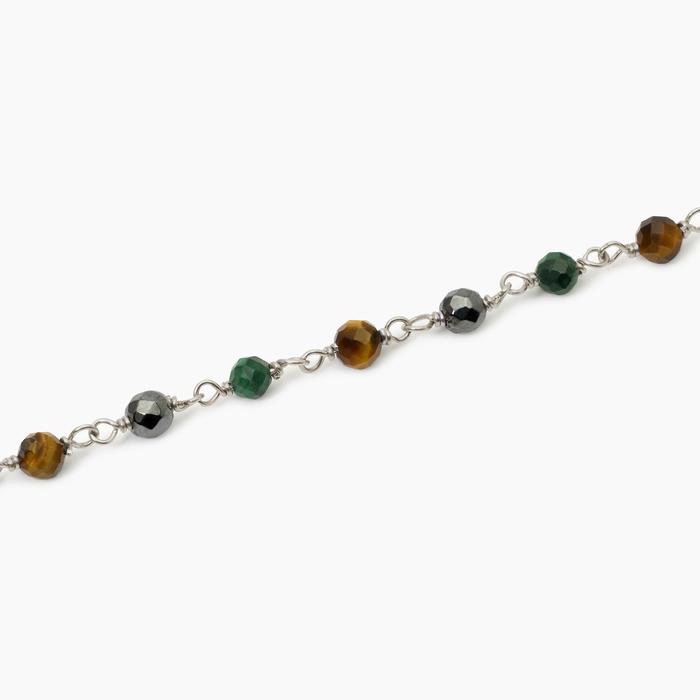 Bracciale uomo con malachite e pietre Giramondo