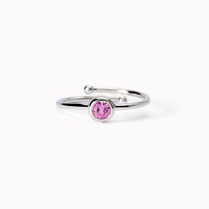 Anello da bambina con corindone rosa sintetico Shiny