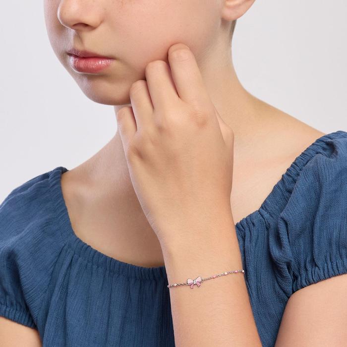 Bracciale con fiocchetto smaltato Pink Lady
