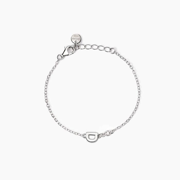 Bracciale neonato con lettera D e diamante Lab-Grown Welcome Baby