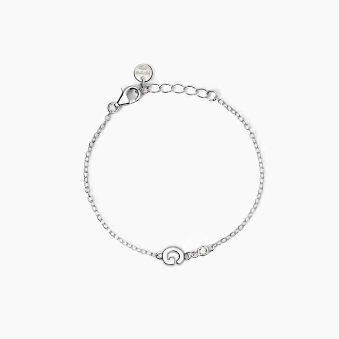 Bracciale neonato con lettera G e diamante Lab-Grown Welcome Baby