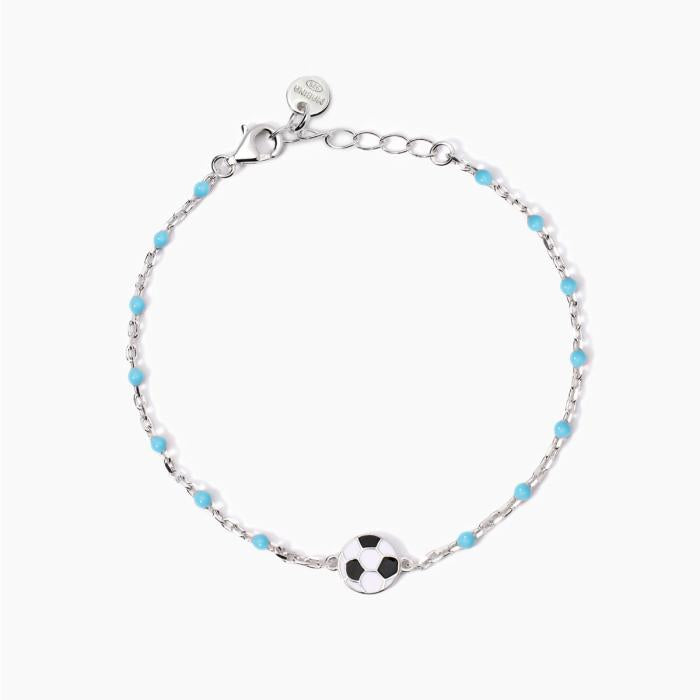 Bracciale con pallone e inserti azzurri