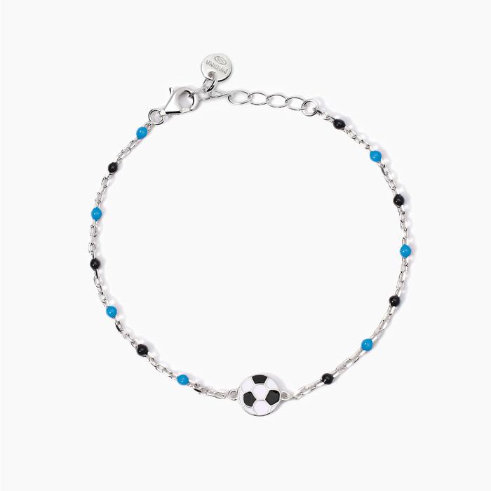 Bracelet avec ballon et inserts bleus et noirs W Il Football