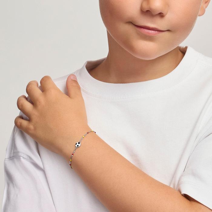 Bracciale per bambini con pallone da calcio e inserti gialli e rossi W Il Football