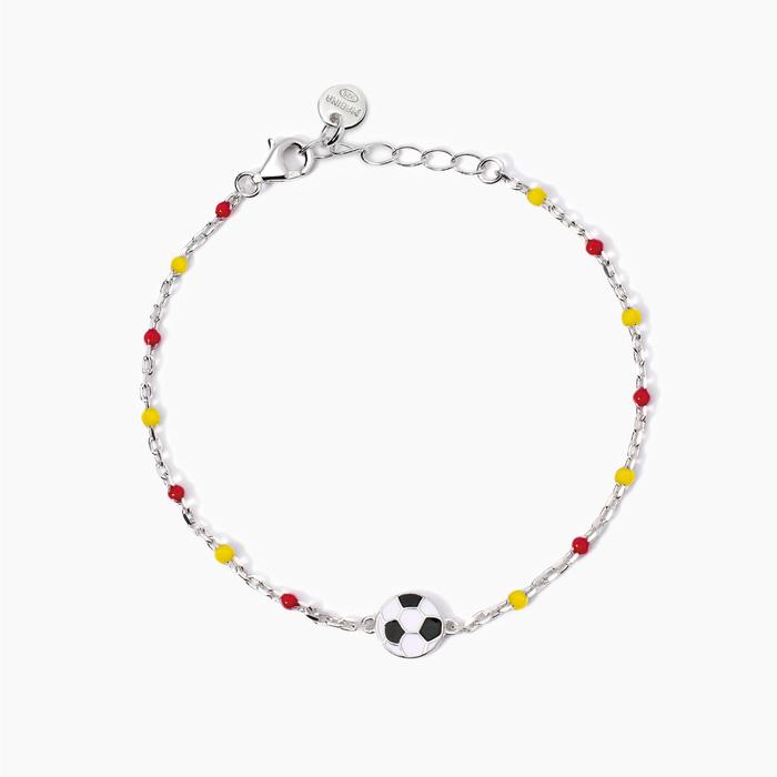 Bracciale per bambini con pallone da calcio e inserti gialli e rossi W Il Football
